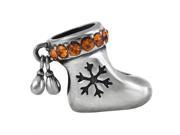 Babao Jewelry Christmas Sock Yellow CZ Crystals 925 Sterling Silver Dangle Bead fits Pandora European Charm Bracelets