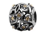 Babao Jewelry Life Tree Circular Light Yellow CZ Crystals 925 Sterling Silver Bead fits Pandora European Charm Bracelets