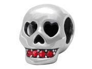 Babao Jewelry Heart Eye Skull Red CZ Crystals 925 Sterling Silver Bead fits Pandora European Charm Bracelets