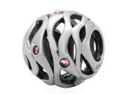 Babao Jewelry Special Hollow Pink CZ Crystals 925 Sterling Silver Bead fits Pandora European Charm Bracelets