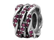 Babao Jewelry Plait Fuchsia CZ Crystals 925 Sterling Silver Bead fits Pandora European Charm Bracelets