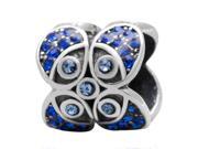 Babao Jewelry Flower Royal Blue CZ Crystals 925 Sterling Silver Bead fits Pandora European Charm Bracelets