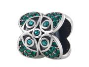 Babao Jewelry Flower Turquoise CZ Crystals 925 Sterling Silver Bead fits Pandora European Charm Bracelets