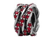 Babao Jewelry Plait Red CZ Crystals 925 Sterling Silver Bead fits Pandora European Charm Bracelets