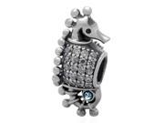 Babao Jewelry Lovely Seahorse Sky Blue CZ Crystals 925 Sterling Silver Bead fits Pandora European Charm Bracelets