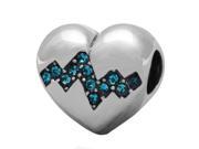 Babao Jewelry Jump Heart Sea Blue CZ Crystals 925 Sterling Silver Bead fits Pandora European Charm Bracelets
