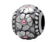 Babao Jewelry Gorgeous Flowers Pink CZ Crystals 925 Sterling Silver Bead fits Pandora European Charm Bracelets