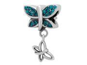 Babao Jewelry Big Small Butterfly Turquoise CZ Crystals 925 Sterling Silver Dangle Bead fits Pandora European Charm Bracelets