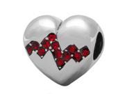 Babao Jewelry Jump Heart Red CZ Crystals 925 Sterling Silver Bead fits Pandora European Charm Bracelets