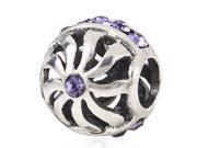 Babao Jewelry Hollow Flame Purple CZ Crystals 925 Sterling Silver Bead fits Pandora European Charm Bracelets
