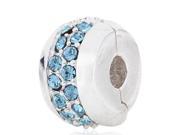 Babao Jewelry Lines Sky Blue CZ Crystals 925 Sterling Silver Clip Bead fits Pandora European Charm Bracelets