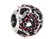 Babao Jewelry Hollow Love Heart Ruby Red CZ Crystals 925 Sterling Silver Bead fits Pandora European Charm Bracelets