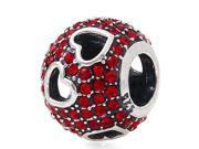 Babao Jewelry Love Heart Red CZ Crystals 925 Sterling Silver Bead fits Pandora European Charm Bracelets