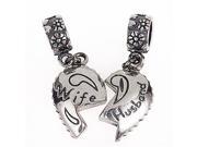 Babao Jewelry A Pair Heart Wife and Husband 925 Sterling Silver Dangle Bead fits Pandora European Charm Bracelets