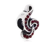 Babao Jewelry Music Note Ruby Red CZ Crystals 925 Sterling Silver Bead fits Pandora European Charm Bracelets