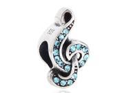 Babao Jewelry Music Note Sky Blue CZ Crystals 925 Sterling Silver Bead fits Pandora European Charm Bracelets