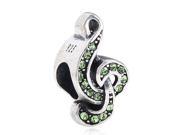 Babao Jewelry Music Note Peak Green CZ Crystals 925 Sterling Silver Bead fits Pandora European Charm Bracelets
