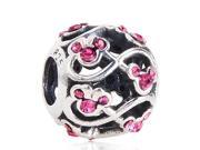 Babao Jewelry Hollow Mouse Rose CZ Crystals 925 Sterling Silver Bead fits Pandora European Charm Bracelets