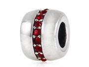 Babao Jewelry Ruby Red Circle Ring CZ Crystals 925 Sterling Silver Bead fits Pandora European Charm Bracelets