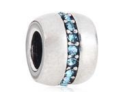 Babao Jewelry Sky Blue Circle Ring CZ Crystals 925 Sterling Silver Bead fits Pandora European Charm Bracelets