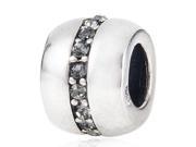 Babao Jewelry Grey Circle Ring CZ Crystals 925 Sterling Silver Bead fits Pandora European Charm Bracelets