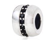 Babao Jewelry Black Circle Ring CZ Crystals 925 Sterling Silver Bead fits Pandora European Charm Bracelets