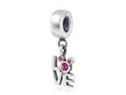 Babao Jewelry Pretty Mouse Love Rose CZ Crystals 925 Sterling Silver Dangle Bead fits Pandora European Charm Bracelets