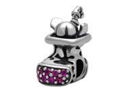 Babao Jewelry Chrismas Gift Socks Fuchsia CZ Crystals 925 Sterling Silver Bead fits Pandora European Charm Bracelets