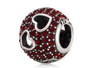 Babao Jewelry Hollow Love Ruby Red CZ Crystals 925 Sterling Silver Bead fits Pandora European Charm Bracelets
