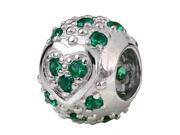 Babao Jewelry Dots Love Heart Green CZ Crystals 925 Sterling Silver Bead fits Pandora European Charm Bracelets