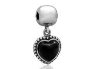 Babao Jewelry Black Heart 925 Sterling Silver Dangle Bead fits Pandora European Charm Bracelets
