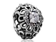 Babao Jewelry Elegance Flower White CZ Crystals 925 Sterling Silver Bead fits Pandora European Charm Bracelets