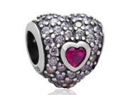 Babao Jewelry Fashion Heart Rose CZ Crystals 925 Sterling Silver Bead fits Pandora European Charm Bracelets