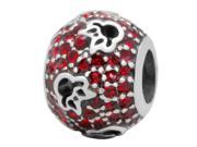 Babao Jewelry Miss Mouse Red CZ Crystals 925 Sterling Silver Bead fits Pandora European Charm Bracelets