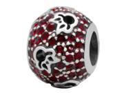 Babao Jewelry Miss Mouse Ruby Red CZ Crystals 925 Sterling Silver Bead fits Pandora European Charm Bracelets