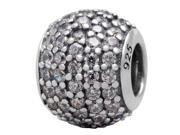 Babao Jewelry Single Round White CZ Crystals 925 Sterling Silver Bead fits Pandora European Charm Bracelets