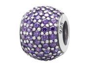 Babao Jewelry Single Round Purple CZ Crystals 925 Sterling Silver Bead fits Pandora European Charm Bracelets