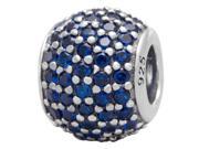 Babao Jewelry Single Round Blue CZ Crystals 925 Sterling Silver Bead fits Pandora European Charm Bracelets