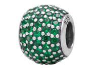 Babao Jewelry Single Round Dark Green CZ Crystals 925 Sterling Silver Bead fits Pandora European Charm Bracelets