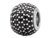 Babao Jewelry Single Round Black CZ Crystals 925 Sterling Silver Bead fits Pandora European Charm Bracelets