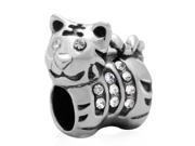 Babao Jewelry Power Tiger White CZ Crystals 925 Sterling Silver Bead fits Pandora European Charm Bracelets