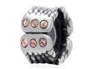 Babao Jewelry Angel Wings Champagne CZ Crystals 925 Sterling Silver Bead fits Pandora European Charm Bracelets