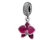 Babao Jewelry Wine Red Flower White CZ Crystals 925 Sterling Silver Dangle Bead fits Pandora European Charm Bracelets