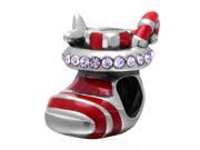 Babao Jewelry Christmas Red Socks Lilac CZ Crystals 925 Sterling Silver Bead fits Pandora European Charm Bracelets