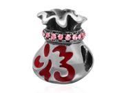Babao Jewelry Lucky Bag Pink CZ Crystals 925 Sterling Silver Bead fits Pandora European Charm Bracelets
