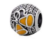 Babao Jewelry Yellow Bell White CZ Crystals 925 Sterling Silver Bead fits Pandora European Charm Bracelets
