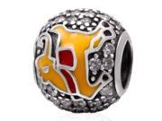 Babao Jewelry Yellow Christmas Deer White CZ Crystals 925 Sterling Silver Bead fits Pandora European Charm Bracelets