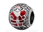 Babao Jewelry Red Father Christmas White CZ Crystals 925 Sterling Silver Bead fits Pandora European Charm Bracelets