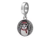 Babao Jewelry Lovely Snowman White CZ Crystals 925 Sterling Silver Dangle Bead fits Pandora European Charm Bracelets
