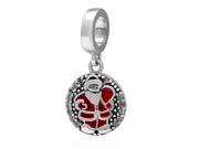 Babao Jewelry Red Father Christmas White CZ Crystals 925 Sterling Silver Dangle Bead fits Pandora European Charm Bracelets